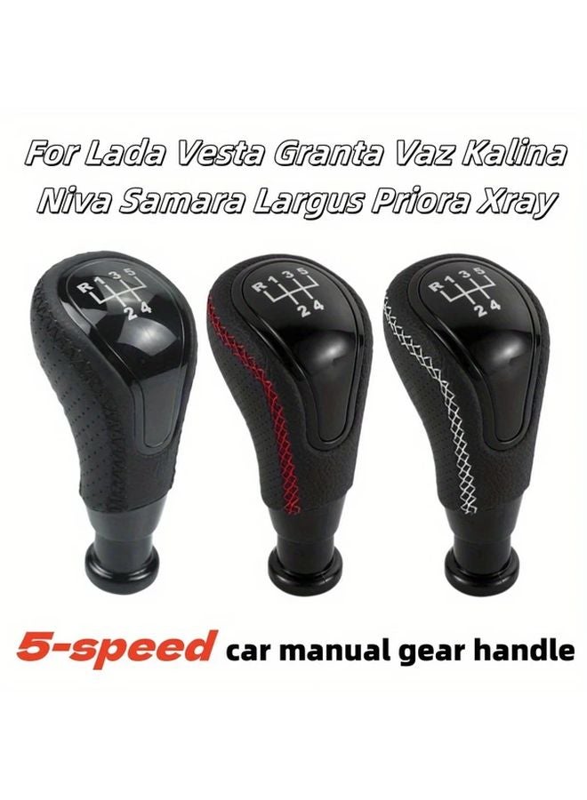 Black Line Leather Manual Gear Shift Knob for Lada Cars Ergonomic Design - Image 3